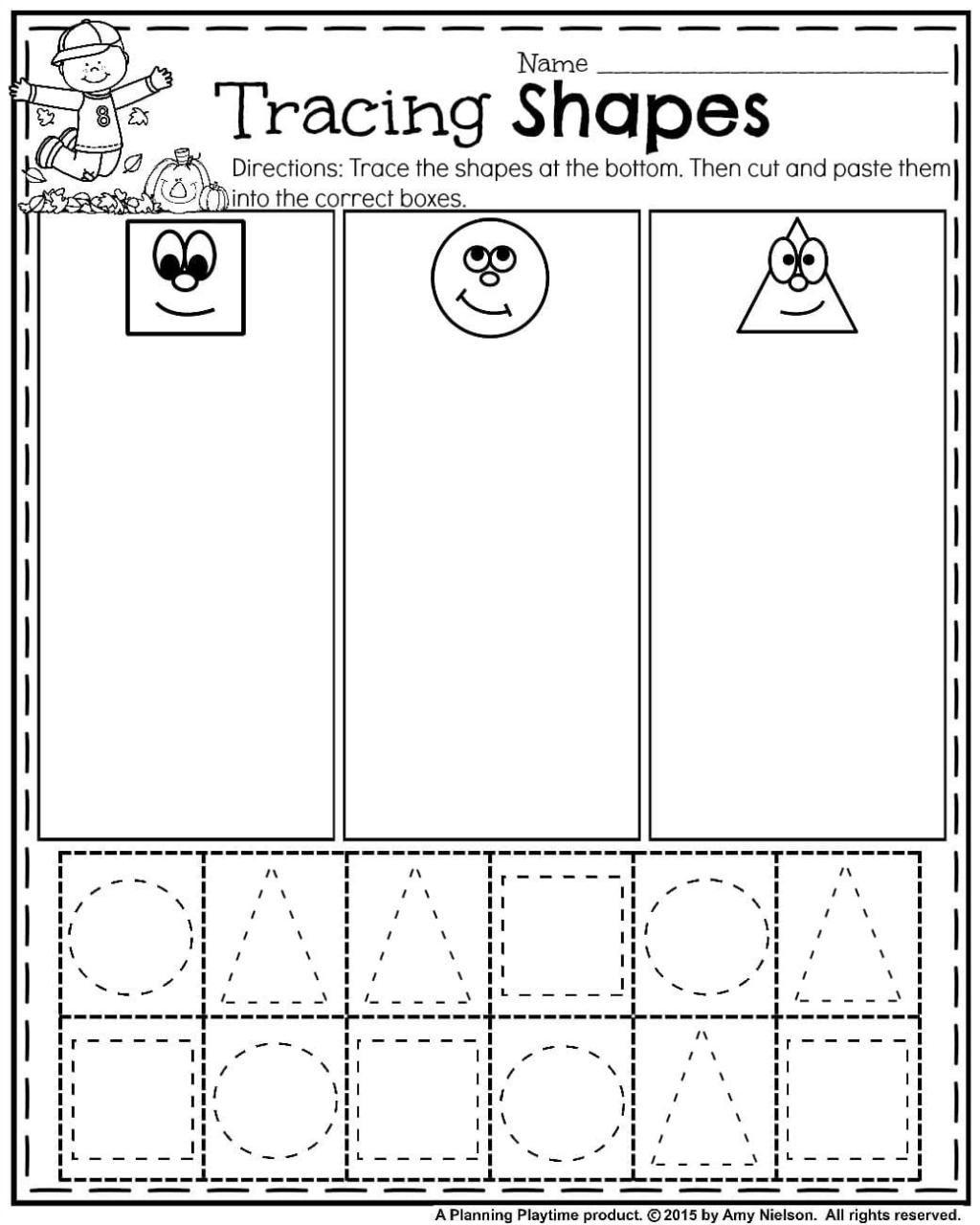 October Preschool Worksheets Planning Playtime Shapes worksheet