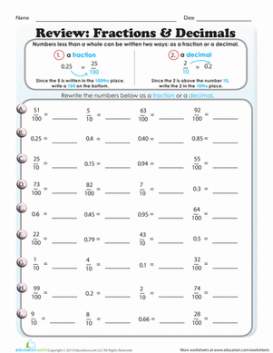 Maths Decimals Worksheets For Grade 6