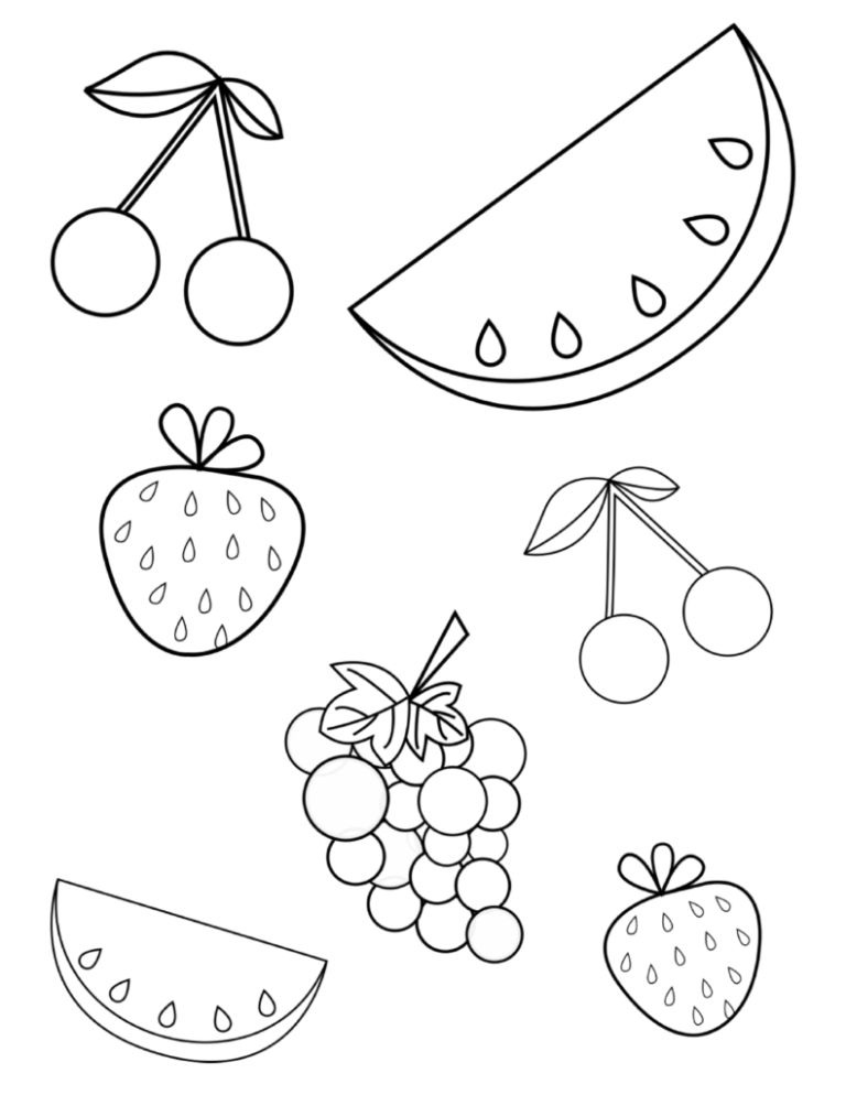Coloring Worksheets For Kids Fruits