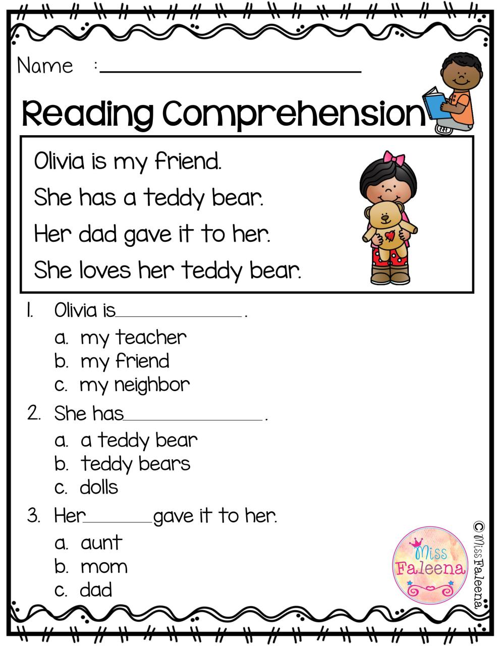 Picture Comprehension Worksheets For Kindergarten