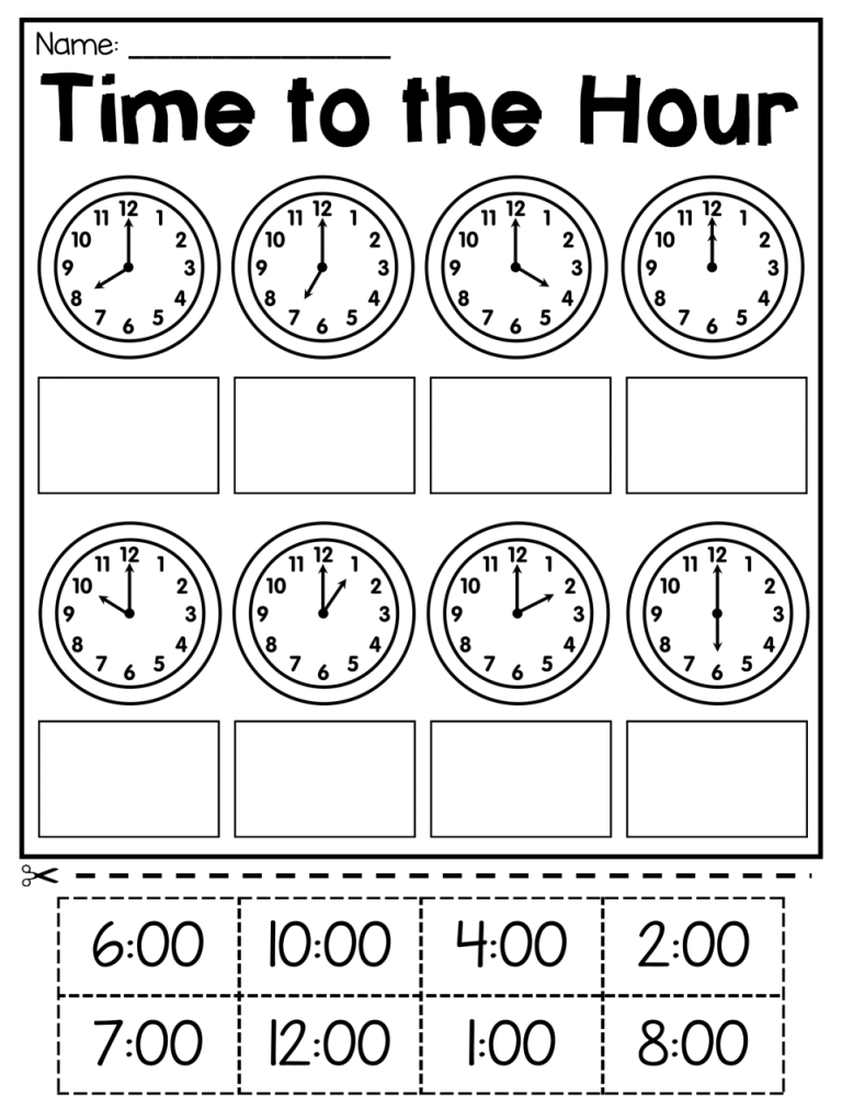Beginner Time Worksheets For Kindergarten
