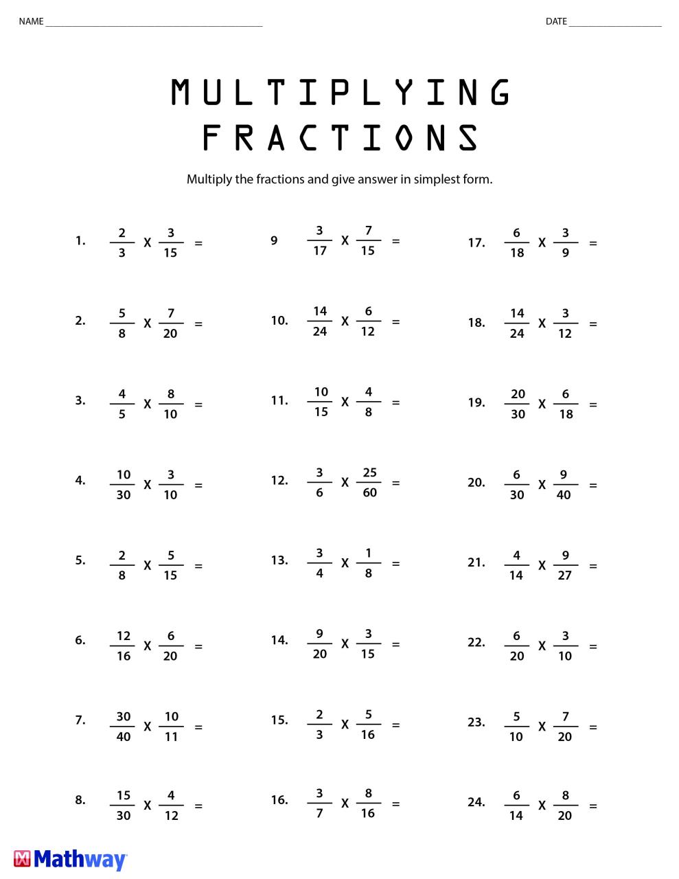 Multiplying Fractions Mixed Numbers Worksheets 6th Grade Jason Burn's