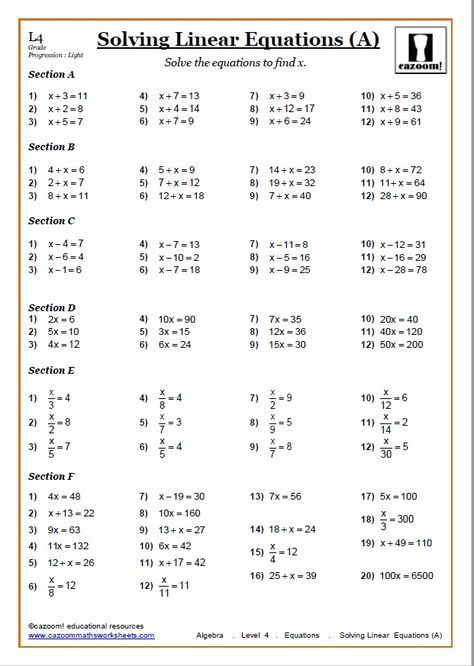 Printable Math Worksheets Grade 11