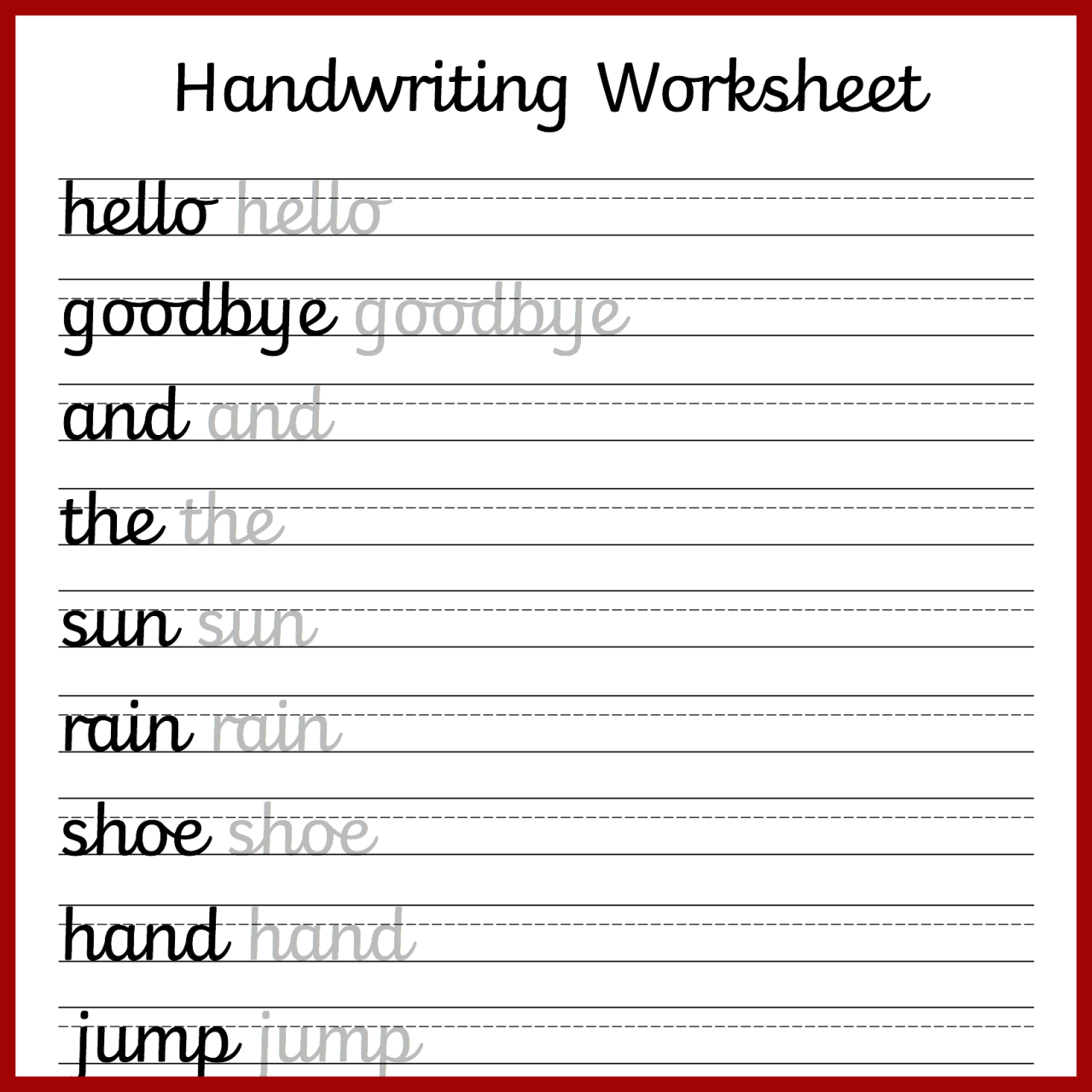 Cursive Writing Worksheets Printable Pdf