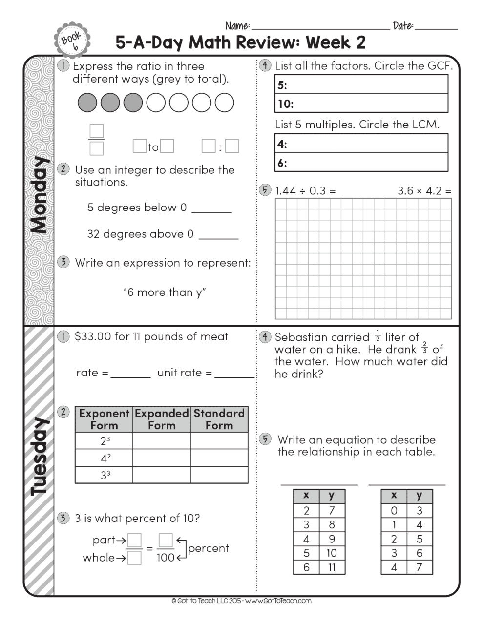 FREE 6th Grade Daily Math Spiral Review • Teacher Thrive