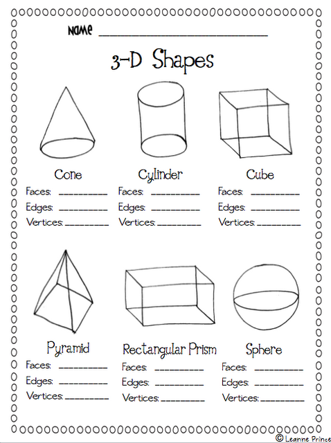 Printable 3d Shapes Worksheets For Grade 1