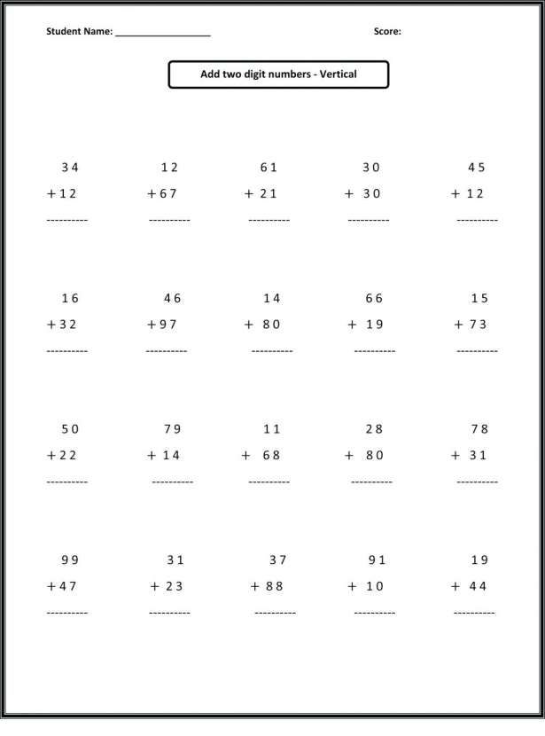 2Nd Grade Math Worksheets With Answer Key