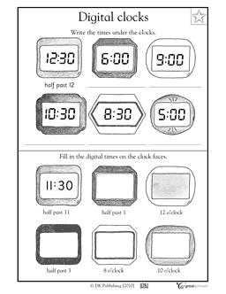 Digital Clock Worksheets 1st Grade