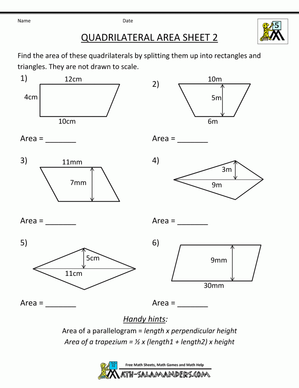 geometry worksheets 6th grade