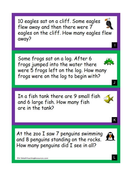 Addition Word Problems Grade 1 With Pictures