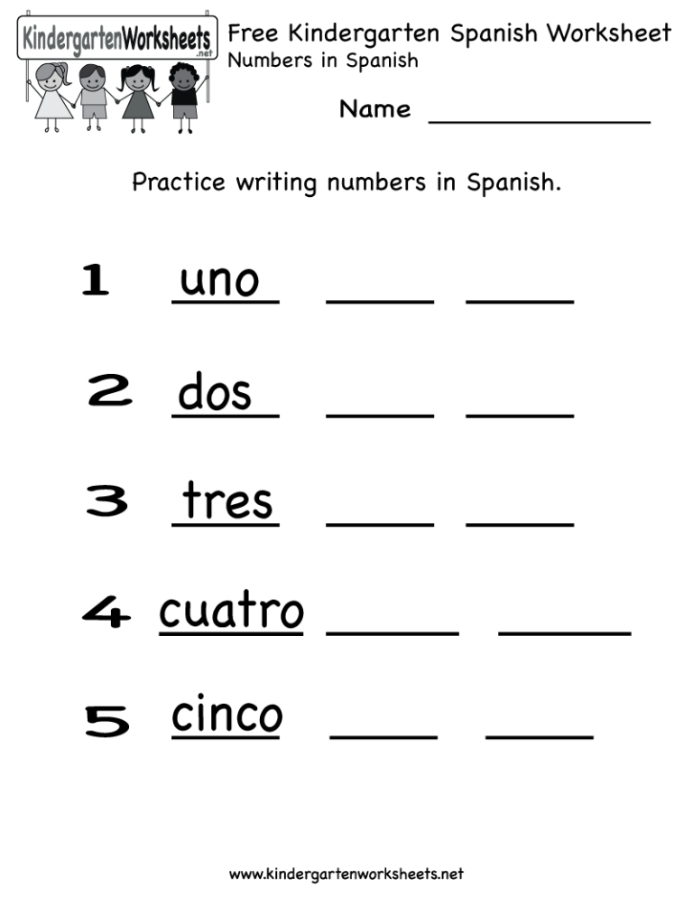 Spanish Worksheets For Kindergarten Pdf
