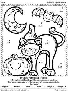 Halloween Color By Number Worksheets For Kindergarten