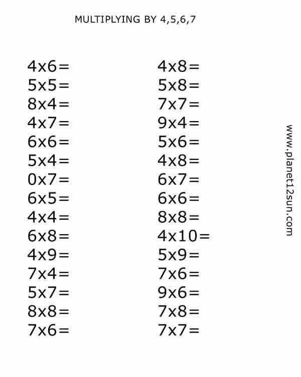 Multiplication By 6 And 7 Worksheets