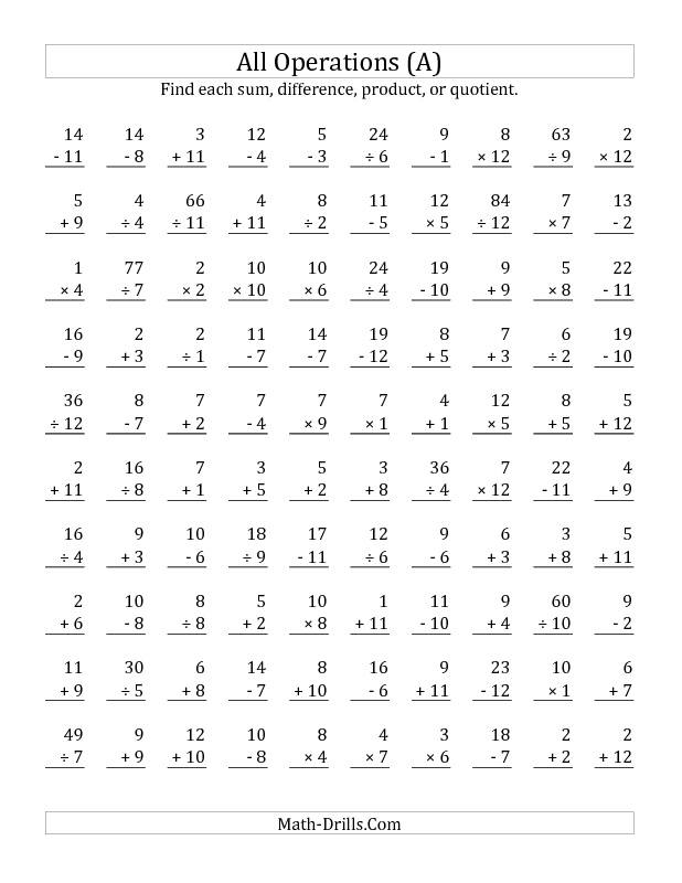 Mixed Multiplication Worksheets Up To 12
