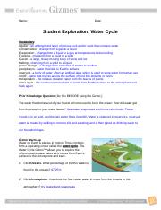 Water Cycle Gizmo Worksheet Answers