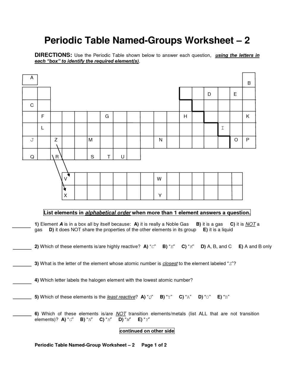 Periodic Trends Practice Worksheet Answer Key
