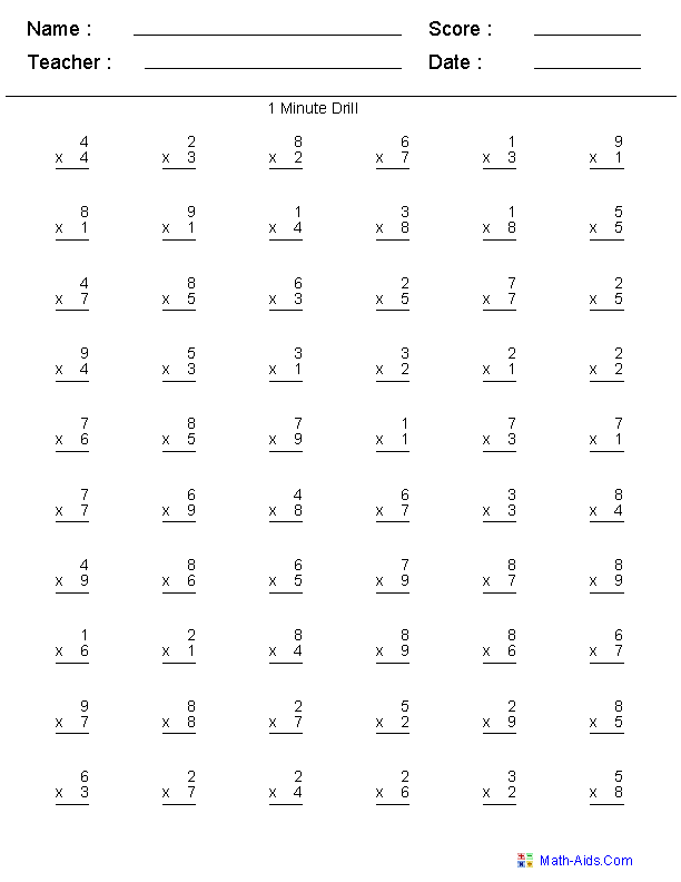 5 Multiplication Worksheets 3rd grade math worksheets, 4th grade math