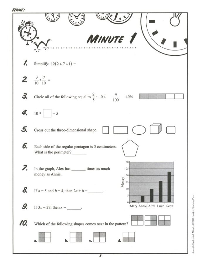 7th Grade Math Worksheets Pdf With Answers Resume Examples