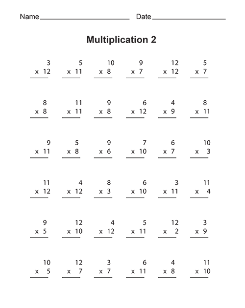 Second Grade Math Worksheets Multiplication