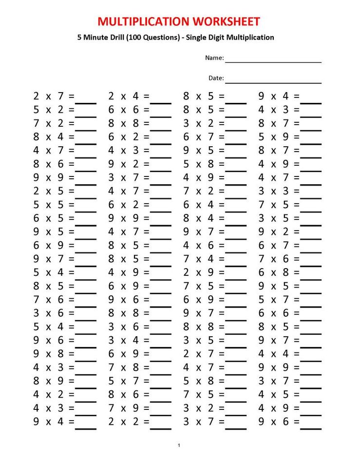 Multiplication 5 minute drill Worksheets with answers/pdf/ Etsy