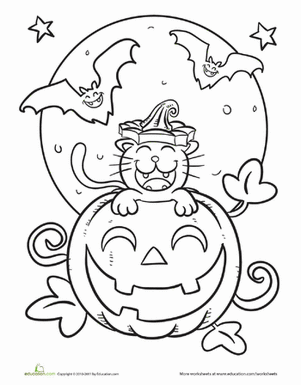 Coloring Halloween Worksheets For Kids