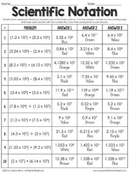 Operations With Scientific Notation Worksheet Answers