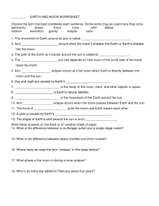 EARTH AND MOON WORKSHEET Earth and space science, High school earth