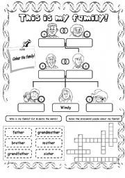 Kindergarten My Family Worksheet For Grade 1
