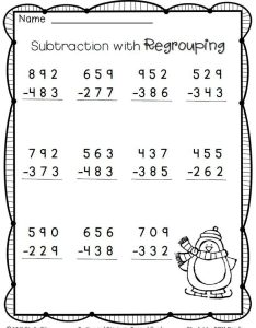 3 digit subtraction with regrouping worksheets 2nd grade 2nd grade