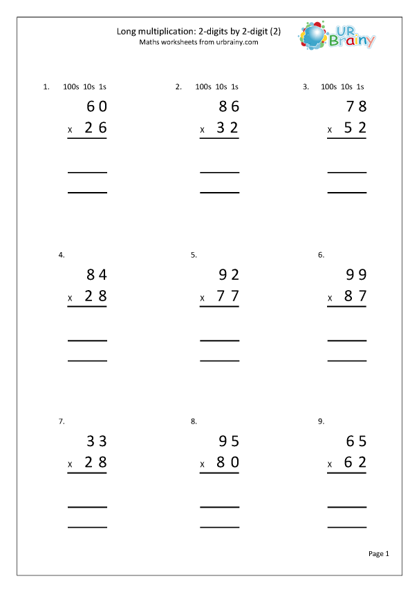 Long Multiplication Worksheets Year 7