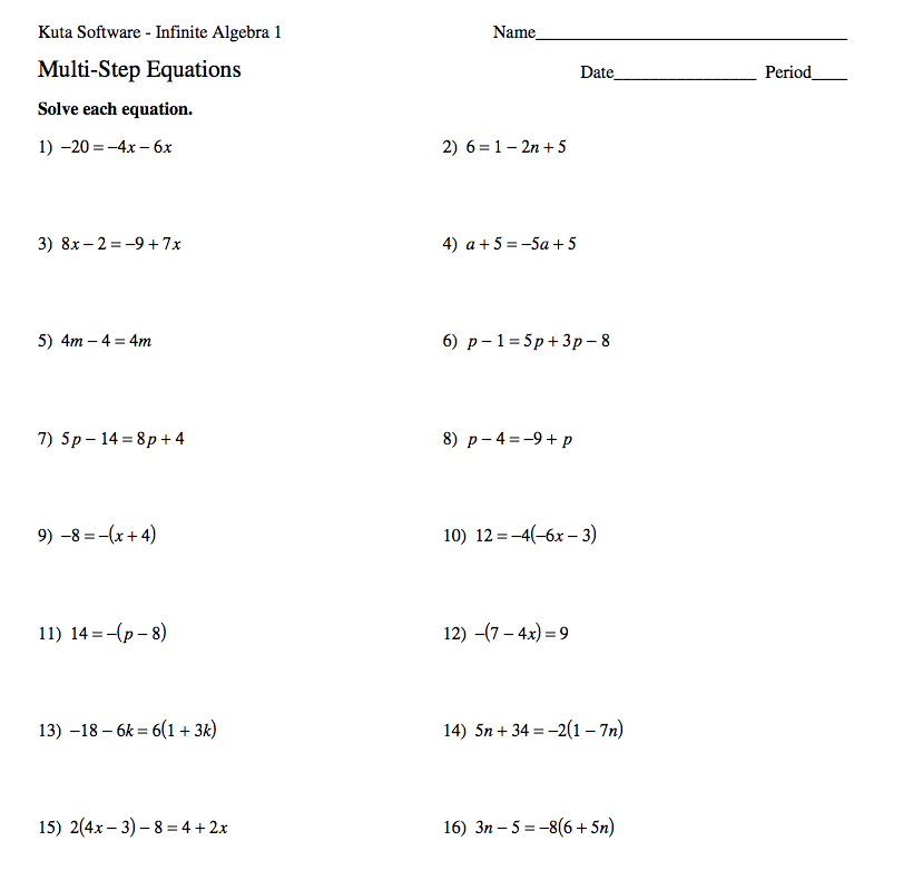 Solving Equations Worksheets Algebra 2