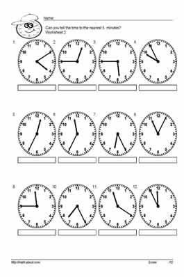 Telling Time Worksheets Grade 5