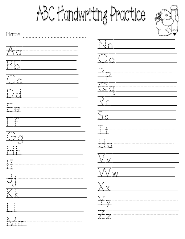 Alphabet Handwriting Practice Sheets