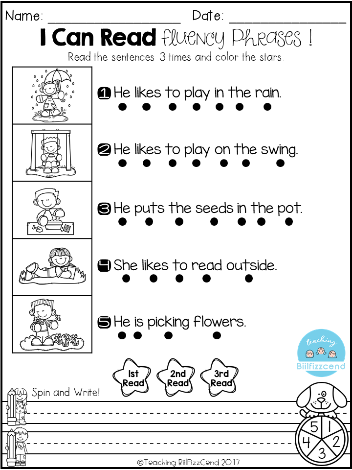 Reading Fluency Worksheets Kindergarten