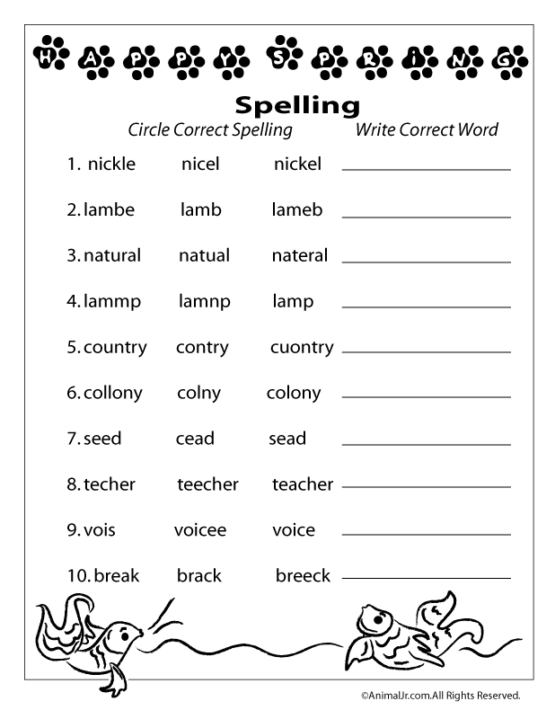 Spelling Worksheets For 2nd Graders