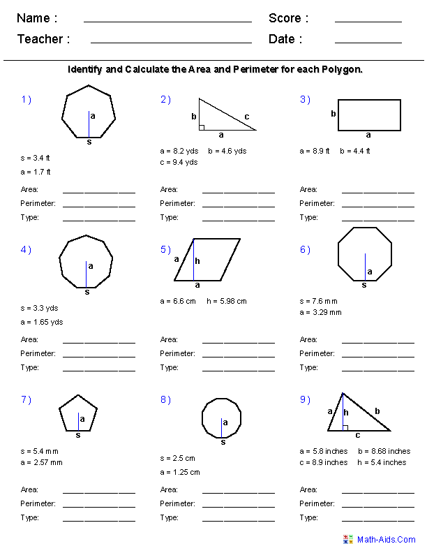 Printable 9th Grade Geometry Worksheets