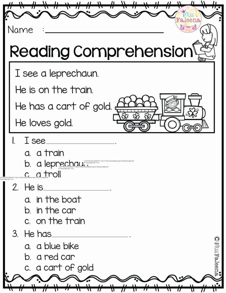 Reading Worksheets For Kindergarten Pdf