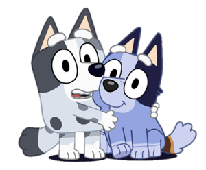 Check out this transparent Bluey character Socks and Muffin PNG image