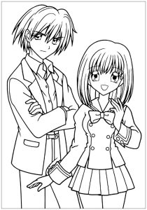 Manga to color for kids Manga Kids Coloring Pages