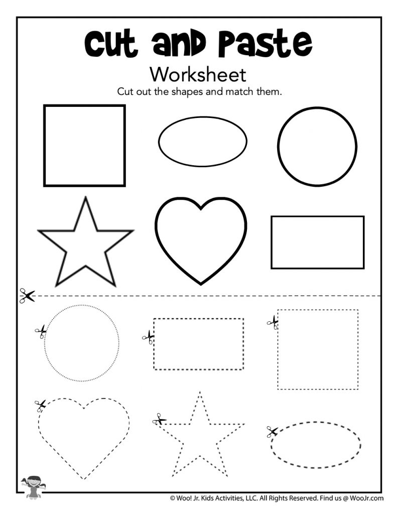 Color And Cut Shapes Worksheets