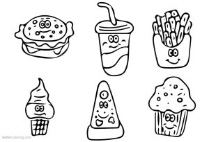 Cute Food Coloring Pages Hand Drawing Free Printable Coloring Pages
