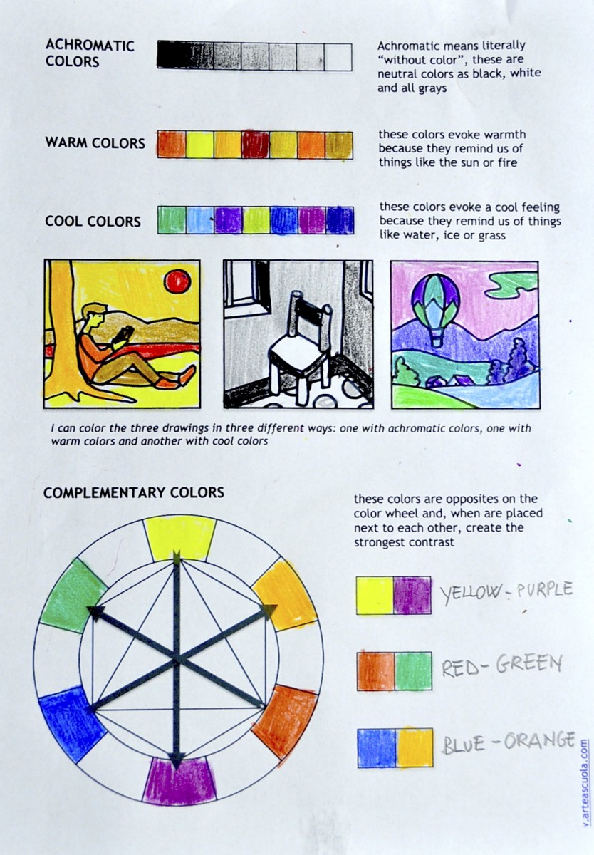 Color theory worksheets and video tutorial