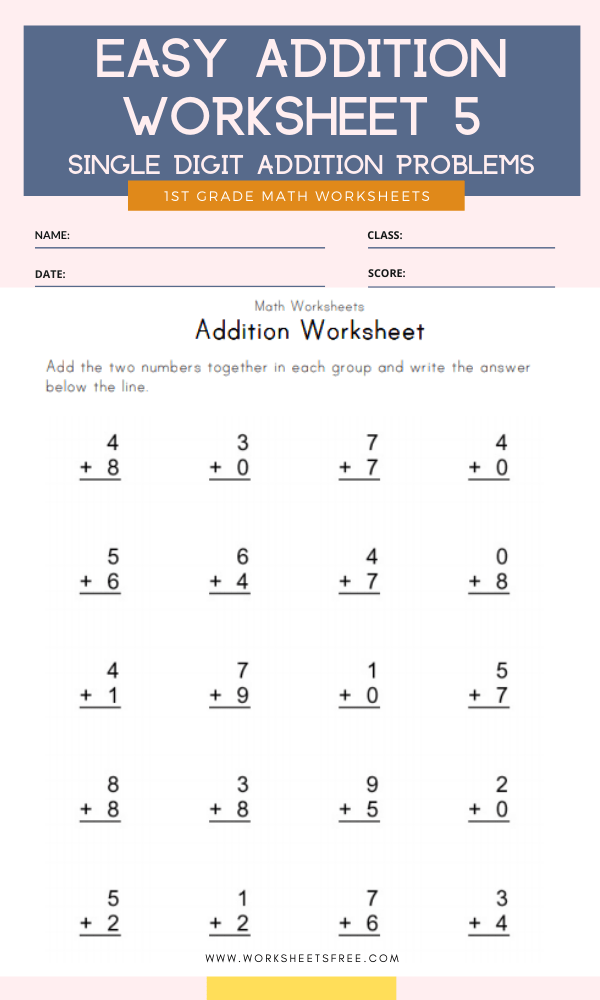 Math Addition Worksheets Grade 5