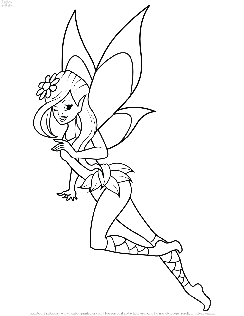 26 Pretty Fairy Kids Coloring Pages for Girls (Free!) Rainbow Printables