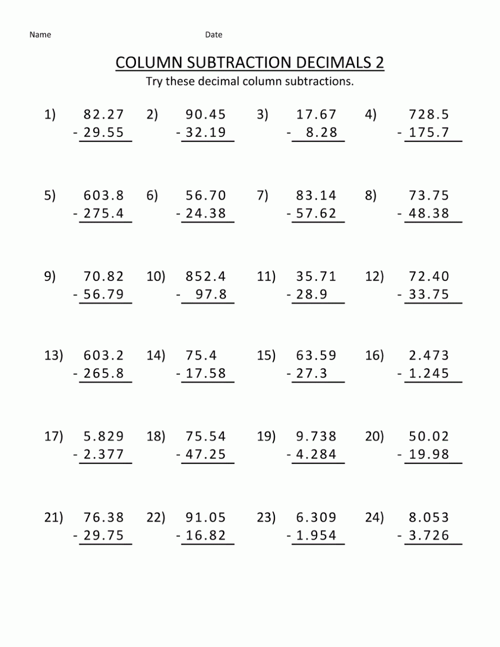 Math Worksheets Free Printable 5Th Grade