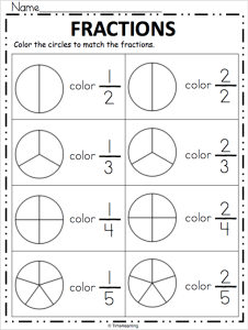Fraction Worksheet Color the Fraction Madebyteachers