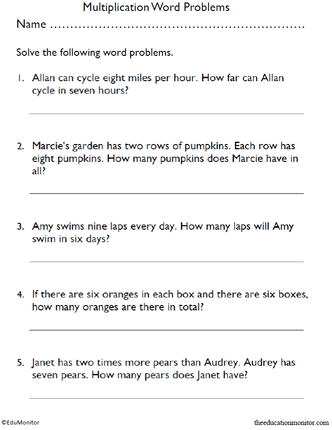 Math Worksheets For 4Th Grade Word Problems