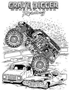 Grave Digger Monster Truck Coloring Page Kids Play Color