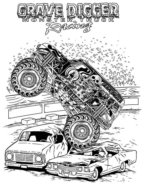 Grave Digger Monster Truck Coloring Page Kids Play Color