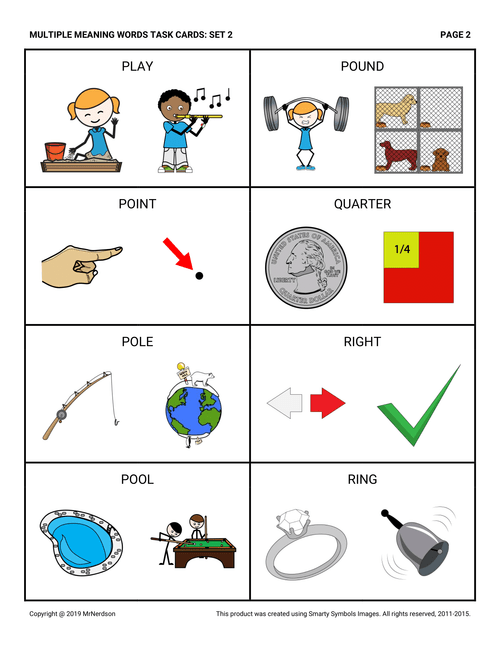 Multiple Meaning Words Task Cards Set 2 Amped Up Learning